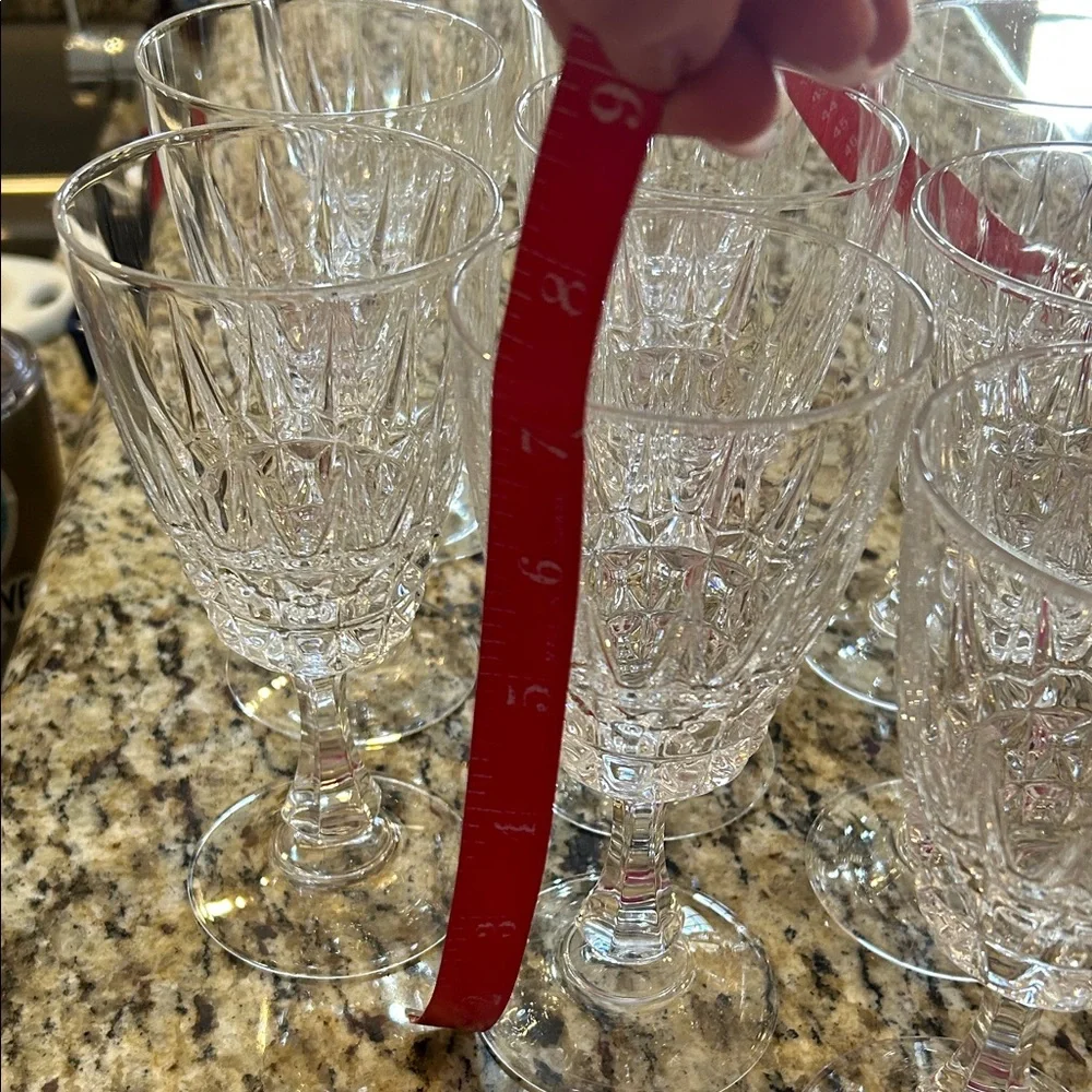 vintage Cristal d'Arques "Pompadour" pattern lead crystal wine glasses set of 11 - Picture 5 of 13